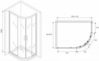 Душевой уголок ABBER Schwarzer Diamant AG01119B 110x90см чёрный